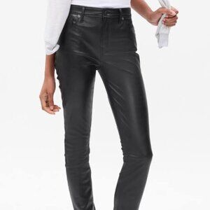 GAP Faux Leather Skinny Pants, Black, Size 8 Long